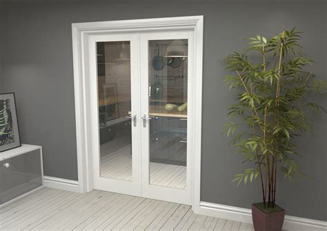 1442x2031 Glazed White Primed Internal French Doors with Frame set