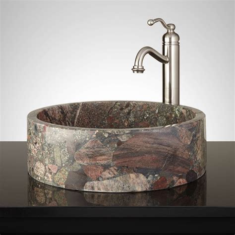 Marrow Round Brown Granite Vessel Sink Bathroom Sinks Bathroom | Sink ...