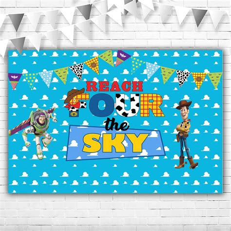 Buy Toy Story Backdrop Reach for The Sky 5x3ft Blue Sky Toy Story ...