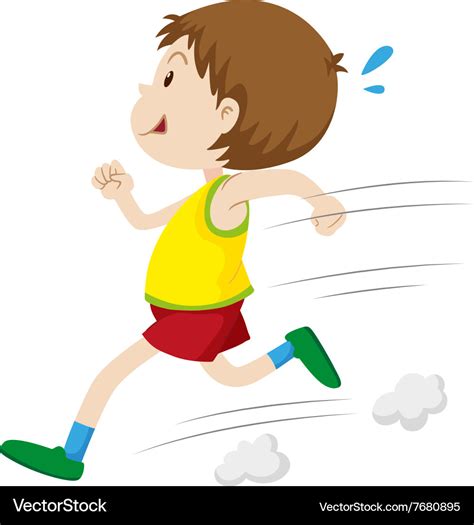 Little boy running fast Royalty Free Vector Image