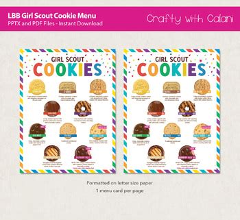 Girl Scout LBB 2023 Cookie Menu Flyer Template - Editable Text | TPT