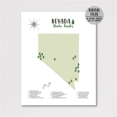 Nevada State Parks Map Print-nevada State Parks | Etsy