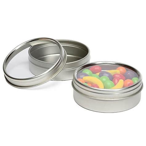 Windowed Round Candy Tins - 2-Ounce: 24-Piece Set – Candy Warehouse