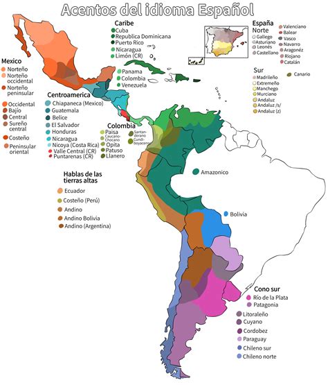 Map of spanish accents : spain