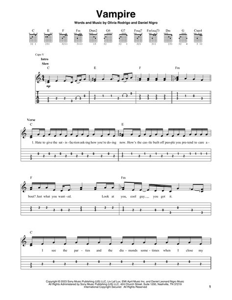 vampire by Olivia Rodrigo - Easy Guitar Tab - Guitar Instructor