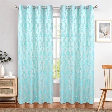 Printed Meridian Aqua Blue Polyester Curtain, For Home, Size: 6x4ft at ...