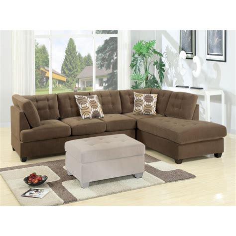 Luxurious And Plush 2-Piece Corduroy Sectional Sofa In waffle Suede Truffle - Walmart.com ...