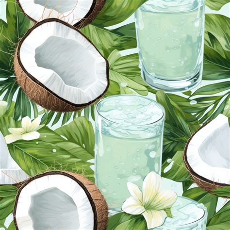 Coconut Oasis Refreshing Texture Seamless Pattern Design for Download