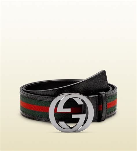 Gucci Signature Web Belt With Interlocking G Buckle in Green (Red) - Lyst