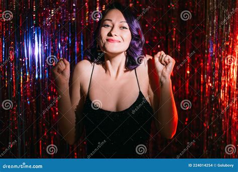 Happy Birthday Excited Woman Holiday Celebration Stock Photo - Image of curtain, emotion: 224014254