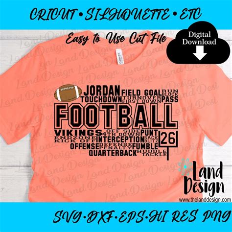 Football Cut File, Customizable, Word Art, Cricut, Silhouette, Vector, Clipart, Easy to Use ...