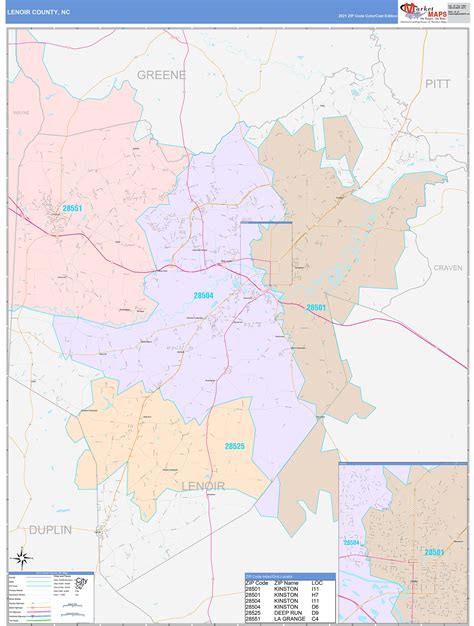 Lenoir County, NC Wall Map Color Cast Style by MarketMAPS - MapSales