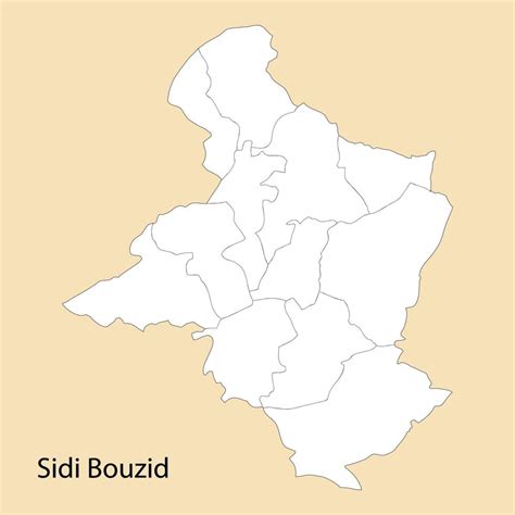 High Quality map of Sidi Bouzid is a region of Tunisia 21822393 Vector Art at Vecteezy