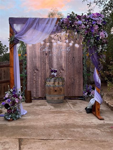 Rustic Wedding Arch with Lavender & Purple Flowers