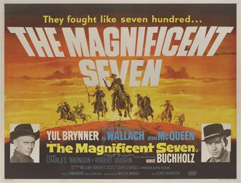 THE MAGNIFICENT SEVEN (1960) FIRST BRITISH RELEASE POSTER, 1961, SIGNED BY ROBERT VAUGHN ...