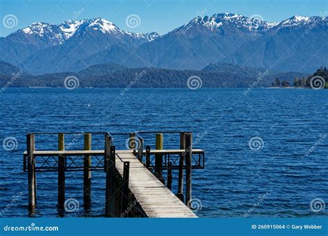 View Over a Jetty on Lake Te Anau Waterfront. Te Anau Stock Photo ...