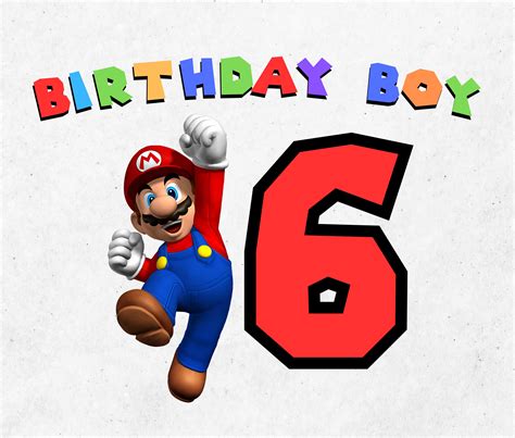 Super Mario 6th Birthday Png Super Mario Png (Instant Download) - Etsy