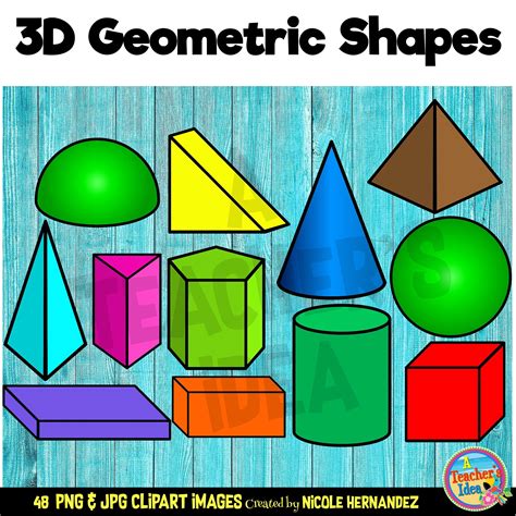 3d geometric shapes on a wooden background with text overlay that reads, 3d geometric shapes