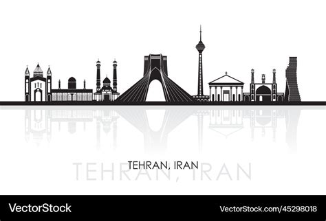 Silhouette skyline panorama of city tehran Vector Image