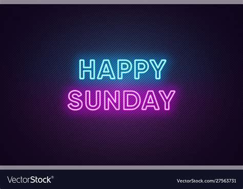 Neon text happy sunday greeting banner poster Vector Image