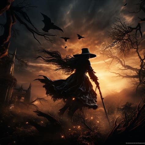 Premium AI Image | witch silhouette on moon background for halloween ...