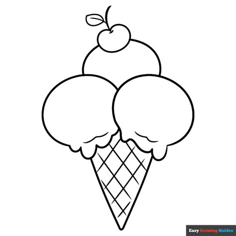 Cartoon Ice Cream Cone Coloring Page | Easy Drawing Guides