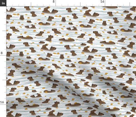 capybara hot tub fruit pattern on white Fabric | Spoonflower