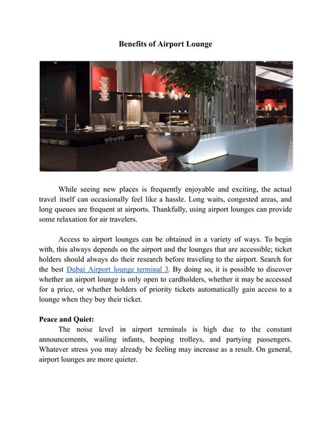 Benefits of Airport Lounge by Dubai International Hotel - Issuu