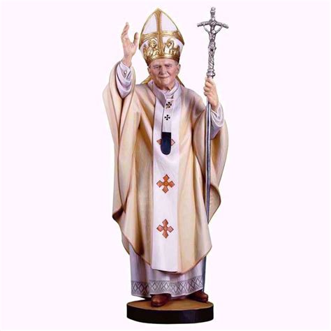 Saint Pope John Paul II cm 62 (24,4 inch) wooden Statue painted with ...