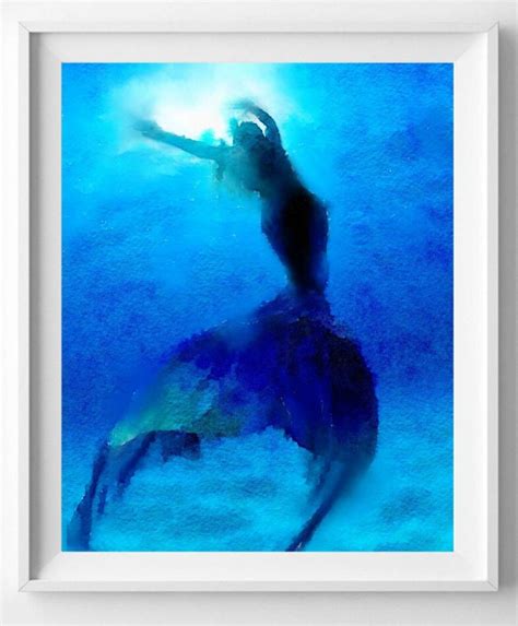 Watercolor Mermaid PaintingBeach DecorMermaid TailMermaid