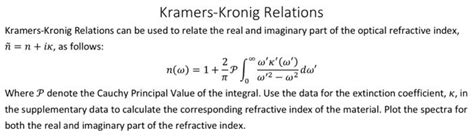 Solved Kramers-Kronig Relations Kramers-Kronig Relations can | Chegg.com