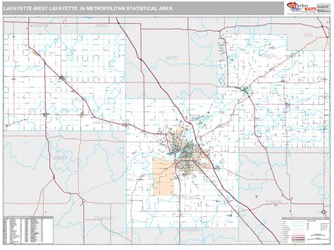 Lafayette-West Lafayette, IN Metro Area Wall Map Premium Style by MarketMAPS - MapSales