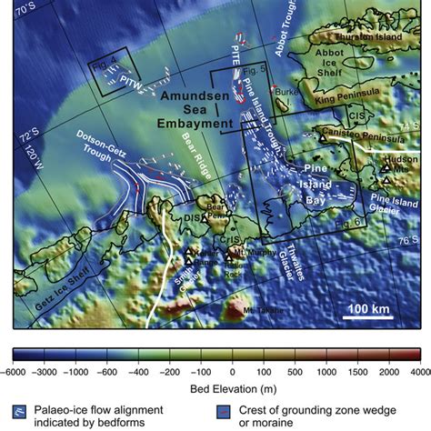 Map of the Bellingshausen Sea region showing continental shelf sediment ...