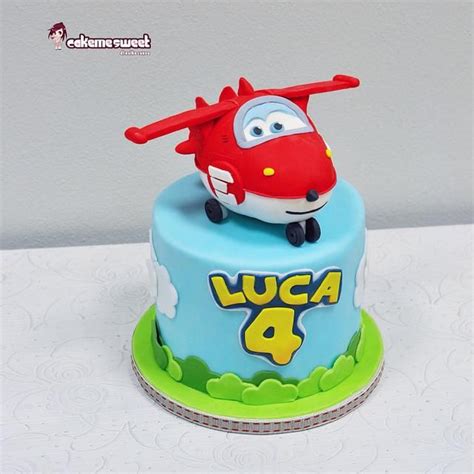 Jett one of characters of super wings cartoon, with decorated fondant ...