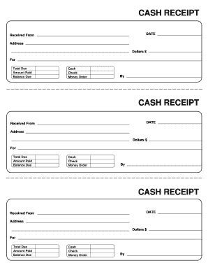 18 Printable Cash Receipt Template Forms - Fillable Samples in PDF, Word to Download | pdfFiller