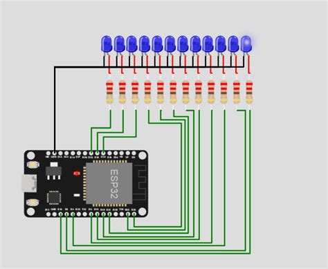 LED chaser project - ESP32 Online Simulator - Learn ESP32 programming! | ESP8266 | Maker Pro