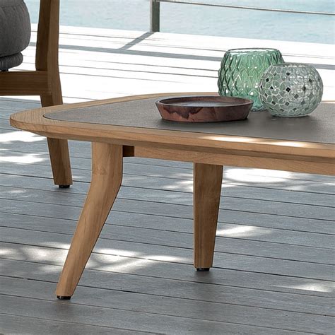 Talenti MOON Outdoor Rectangular Teak Coffee Table|Outdoor Teak Coffee Table