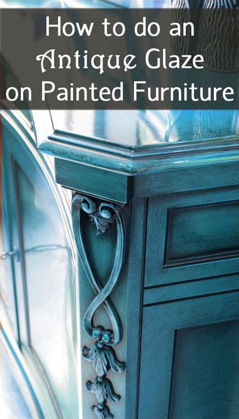 an antique glaze on painted furniture with text overlay