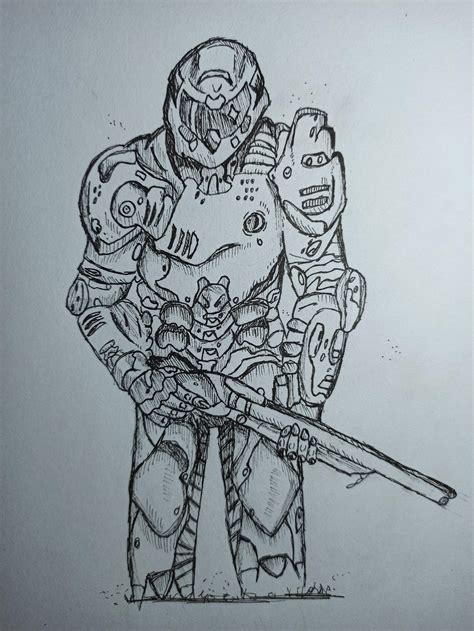 Doomguy Drawing. : r/Doom