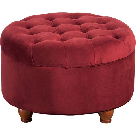 HomePop Large Tufted Round Storage Ottoman, Red - Walmart.com