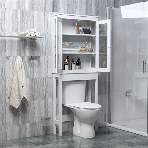 Over The Toilet Bathroom Storage Cabinet Organizer Space Saver w/ Adjustable Shelf, 26 x 9 x ...