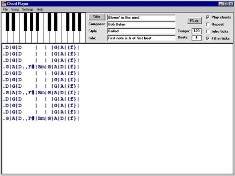 Chord Player for Windows XP/2000/NT/ME/98/95