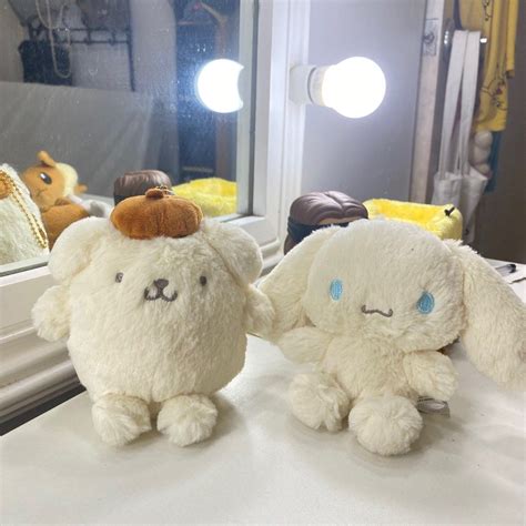 Cinnamoroll & Pompompurin Furry Plush Charm, Hobbies & Toys, Toys & Games on Carousell