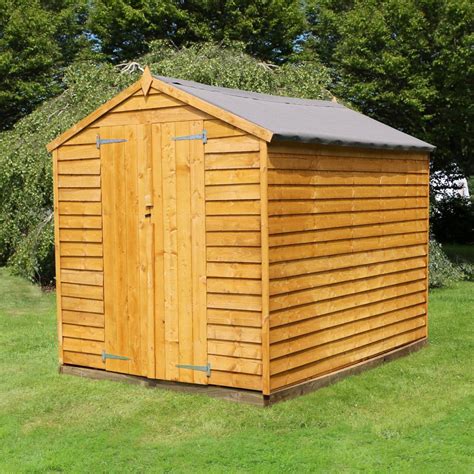 8x6 Overlap Wooden Garden Shed Double Door Apex Roof & Felt No Window ...