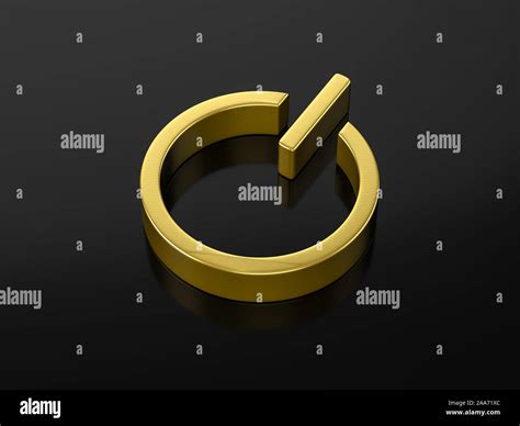 Gold power symbol on a black background. 3d illustration Stock Photo ...