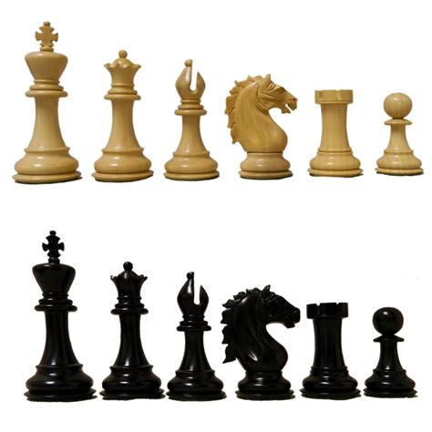 4 1/2" Ebony Antiquities - Caissa Staunton Chess Pieces