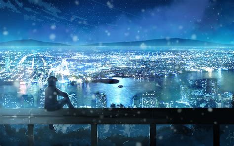 Anime Night City Scenery (#3219523) - HD Wallpaper & Backgrounds Download