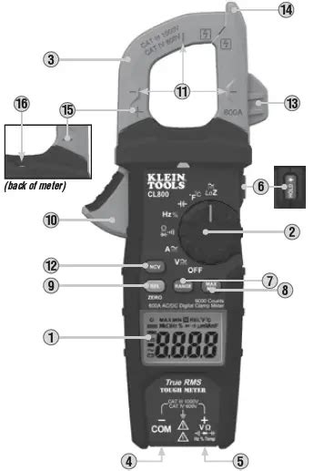 KLEIN TOOLS CL800 600A AC and DC Auto Ranging Digital Clamp Meter Instruction Manual