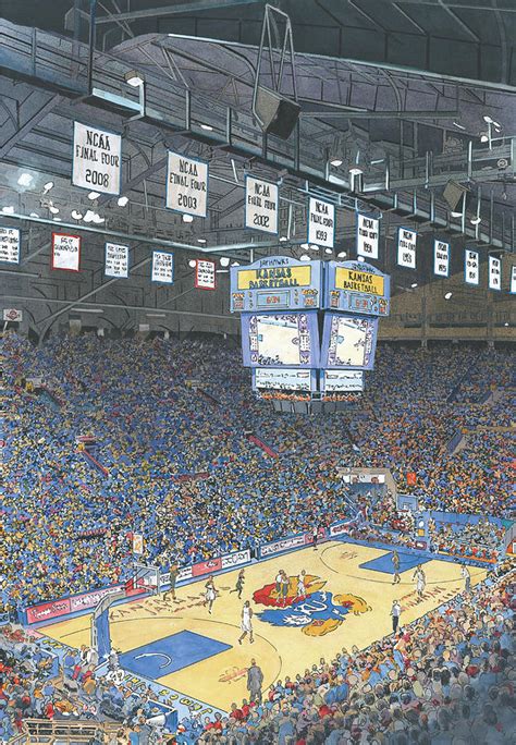 Kansas University Jayhawks Allen Fieldhouse Basketball Painting by John ...