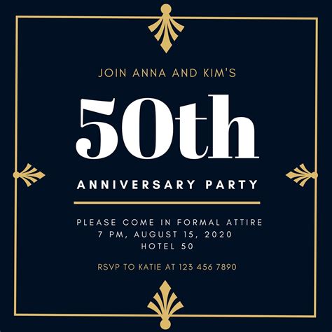 50Th Anniversary Invitation Templates